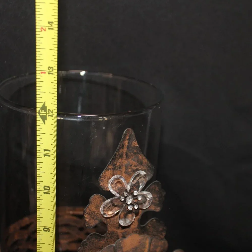 Feur de Lis Cooper and Plexiglass Floral Petal Large Vase